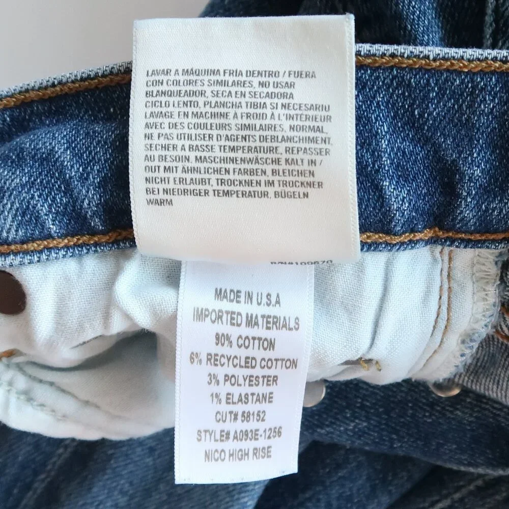 Agolde Riley High Rise Straight Leg Crop Slim Skinny Moore Blue Denim Jeans 25
